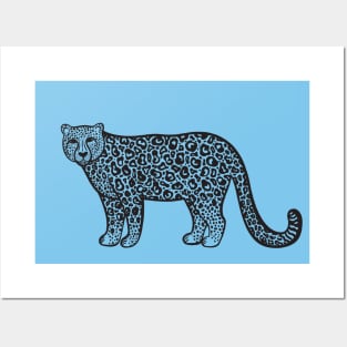 Snow Leopard - hand drawn detailed big cat design Posters and Art